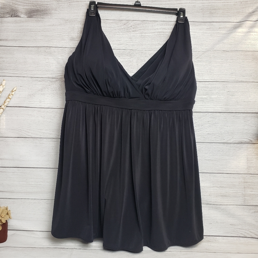 Sonnet Shores Black Bathing Suit Swim‎ Suit Dress Sz 24W